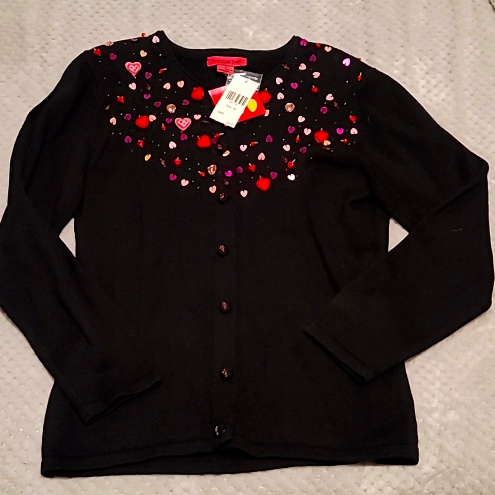 Bonnie Bell heart adorned sweater Sz-medium